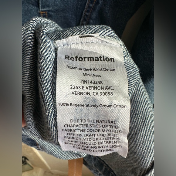 NWT Size 4 Reformation Roxanna Cinch Waist Denim Mini Dress - Picture 14 of 15